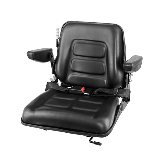 Universal Tractor Seat Forklift Suspension Backrest Truck Chair - Black