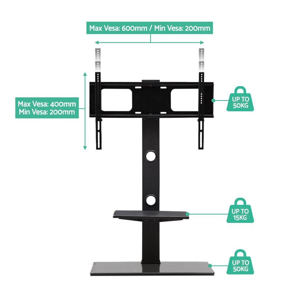 Floor TV Stand with Bracket - Black
