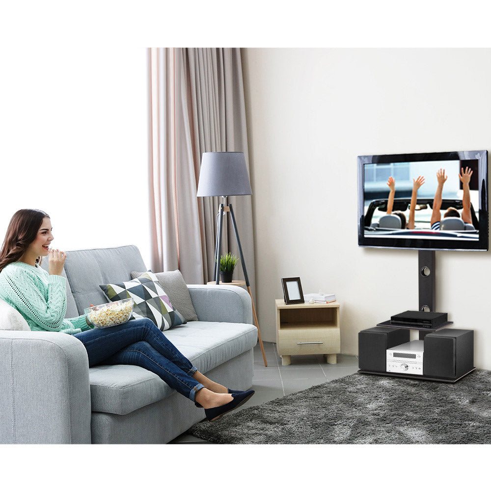 Floor TV Stand with Bracket - Black