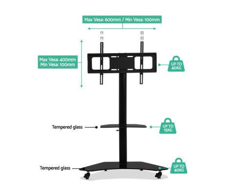 TV Floor Stand with Bracket Mount 32 to 70 inch - Black