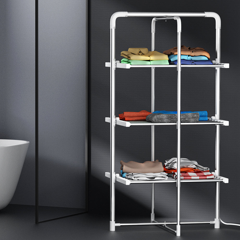 Electric Heated Towel Clothes Rail Rack Airer Dryer Warmer Stand 300W