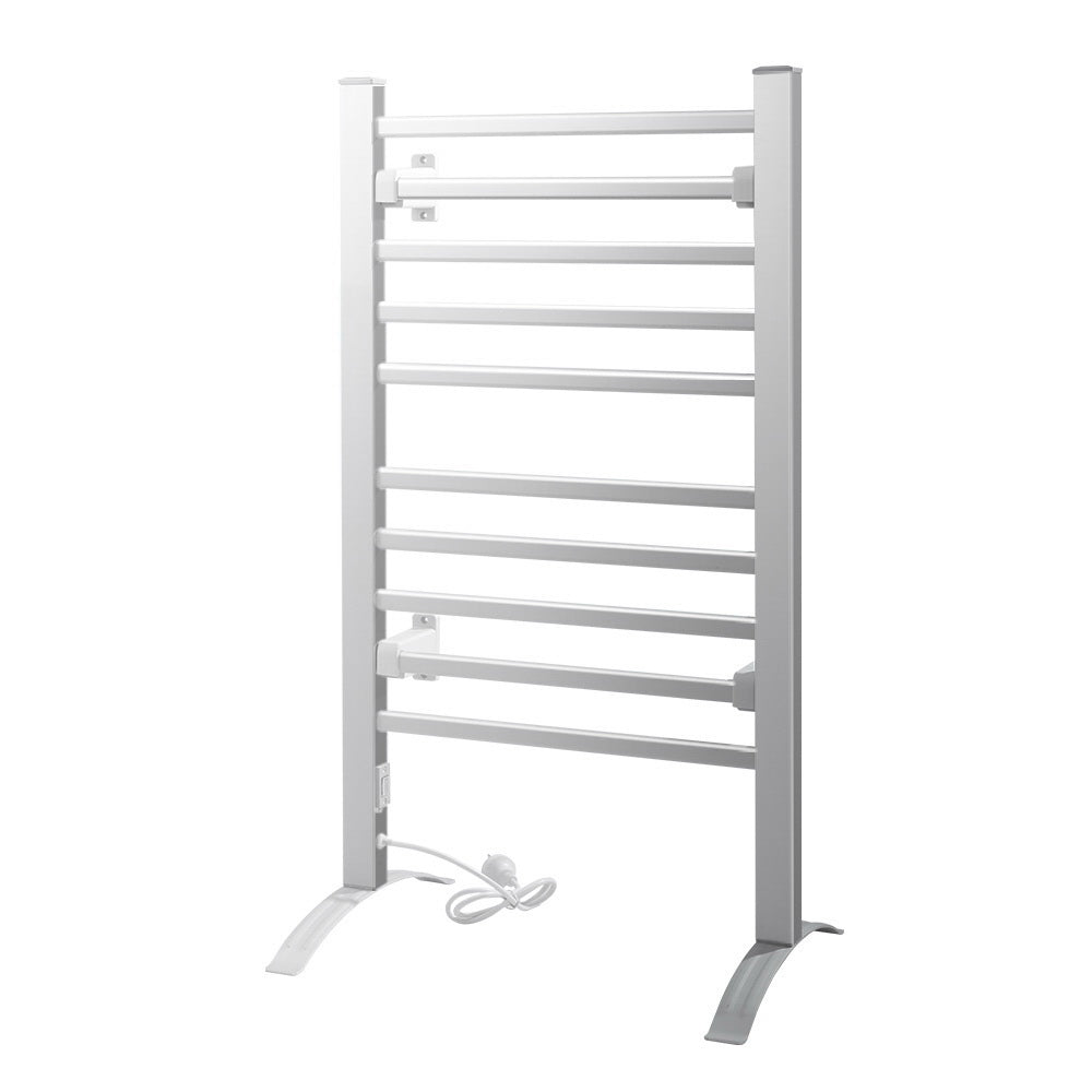 Electric Heated Towel Rail Rails Warmer Rack Aluminium 10 Bars