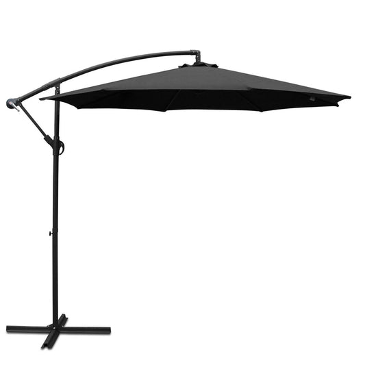 Cantilevered 3M Outdoor Garden Umbrella - Black
