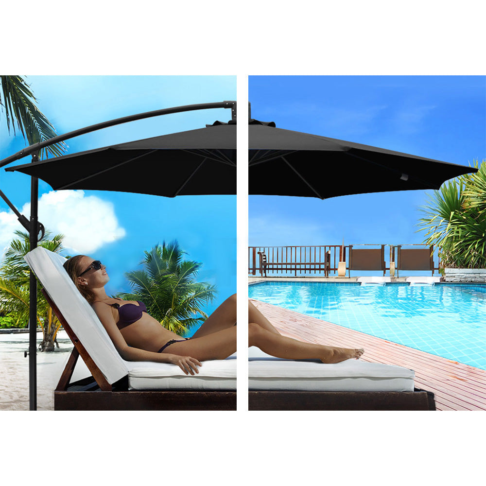 Cantilevered 3M Outdoor Garden Umbrella - Black