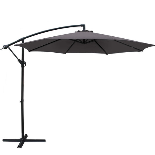 Cantilevered 3M Outdoor Garden Umbrella - Charcoal