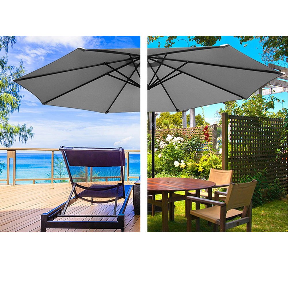 Cantilevered 3M Outdoor Garden Umbrella - Grey