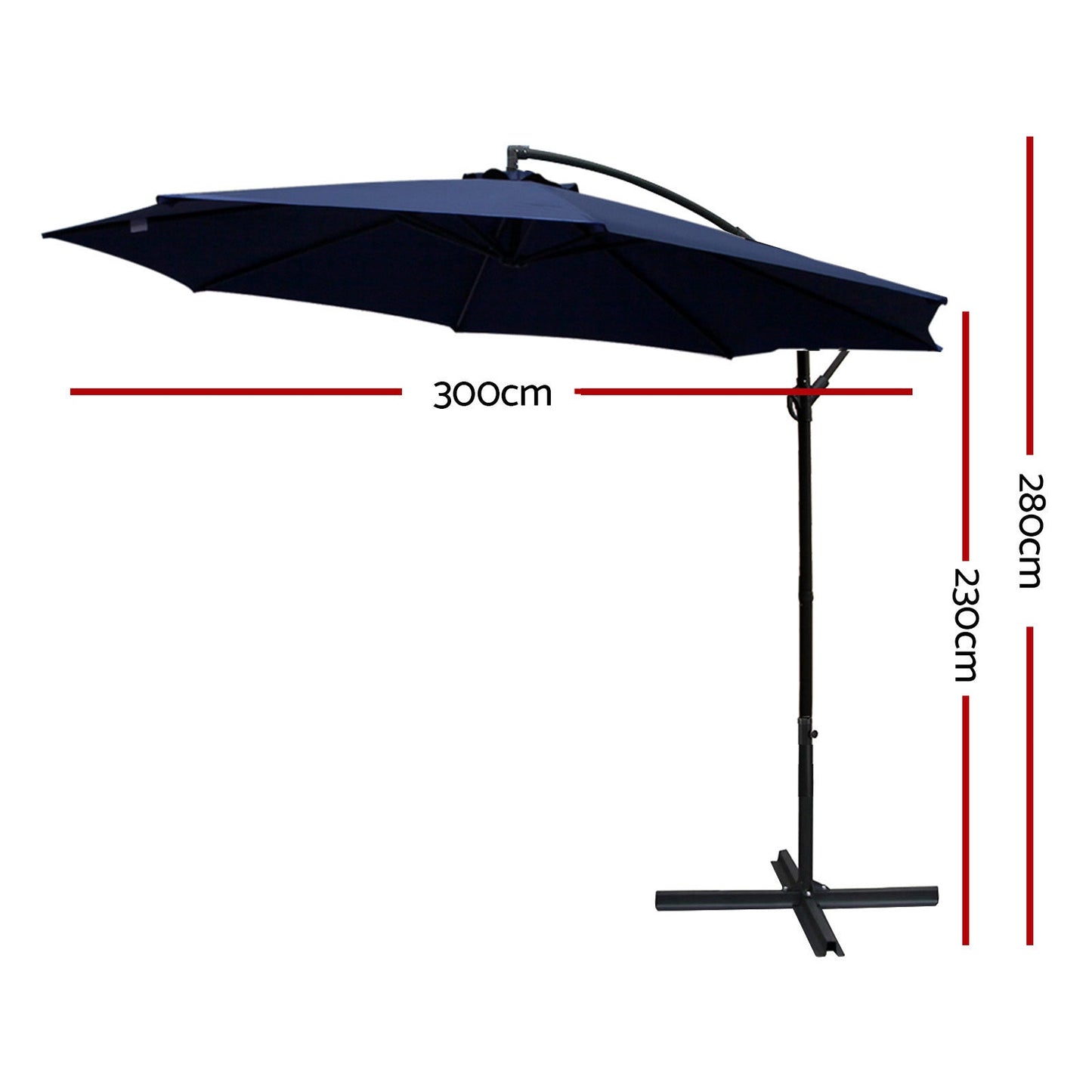 Cantilevered 3M Outdoor Garden Umbrella - Navy