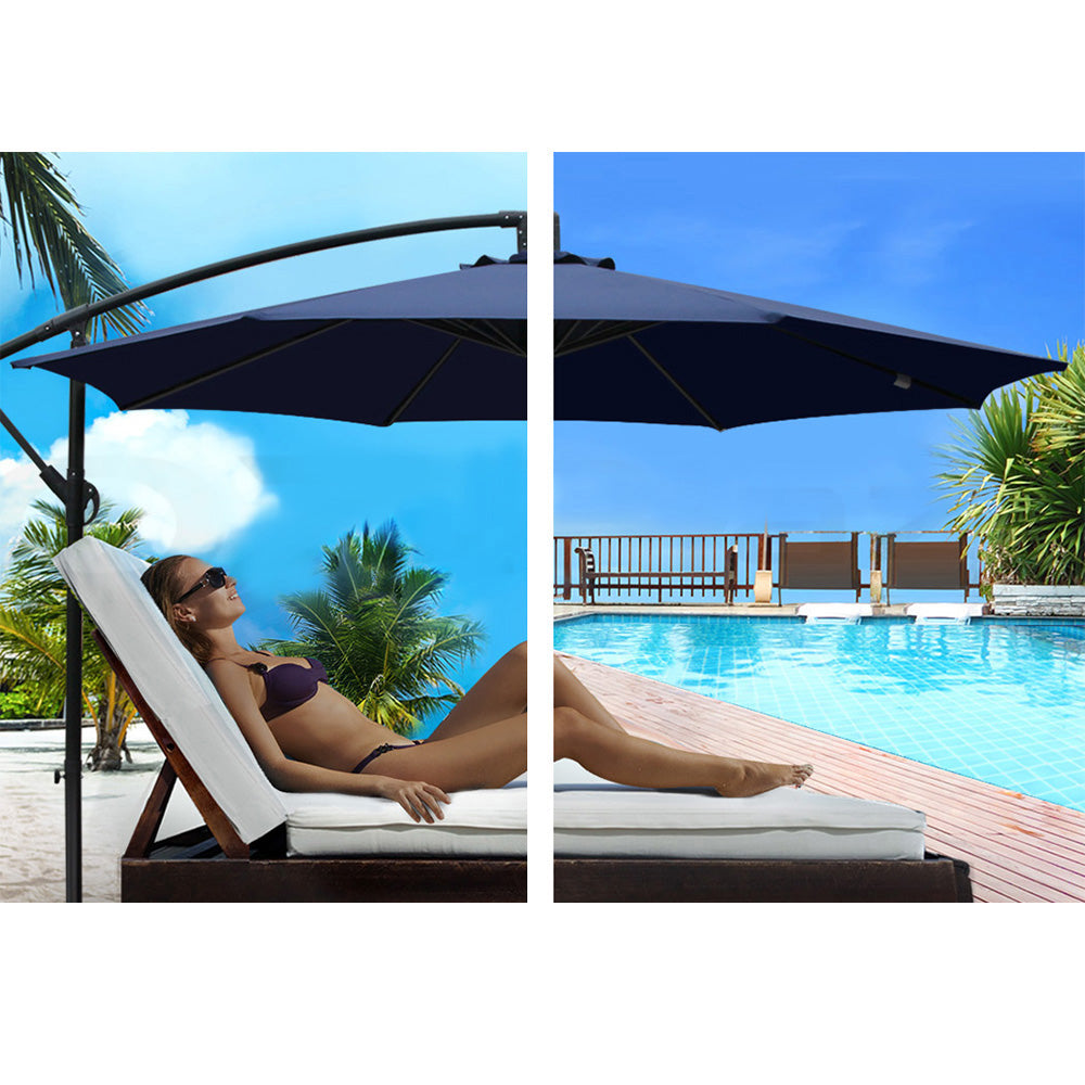 Cantilevered 3M Outdoor Garden Umbrella - Navy