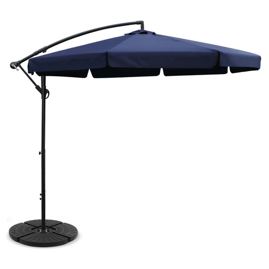 Beach Outdoor Sun Umbrella with Base UV Cantilever 3M - Navy