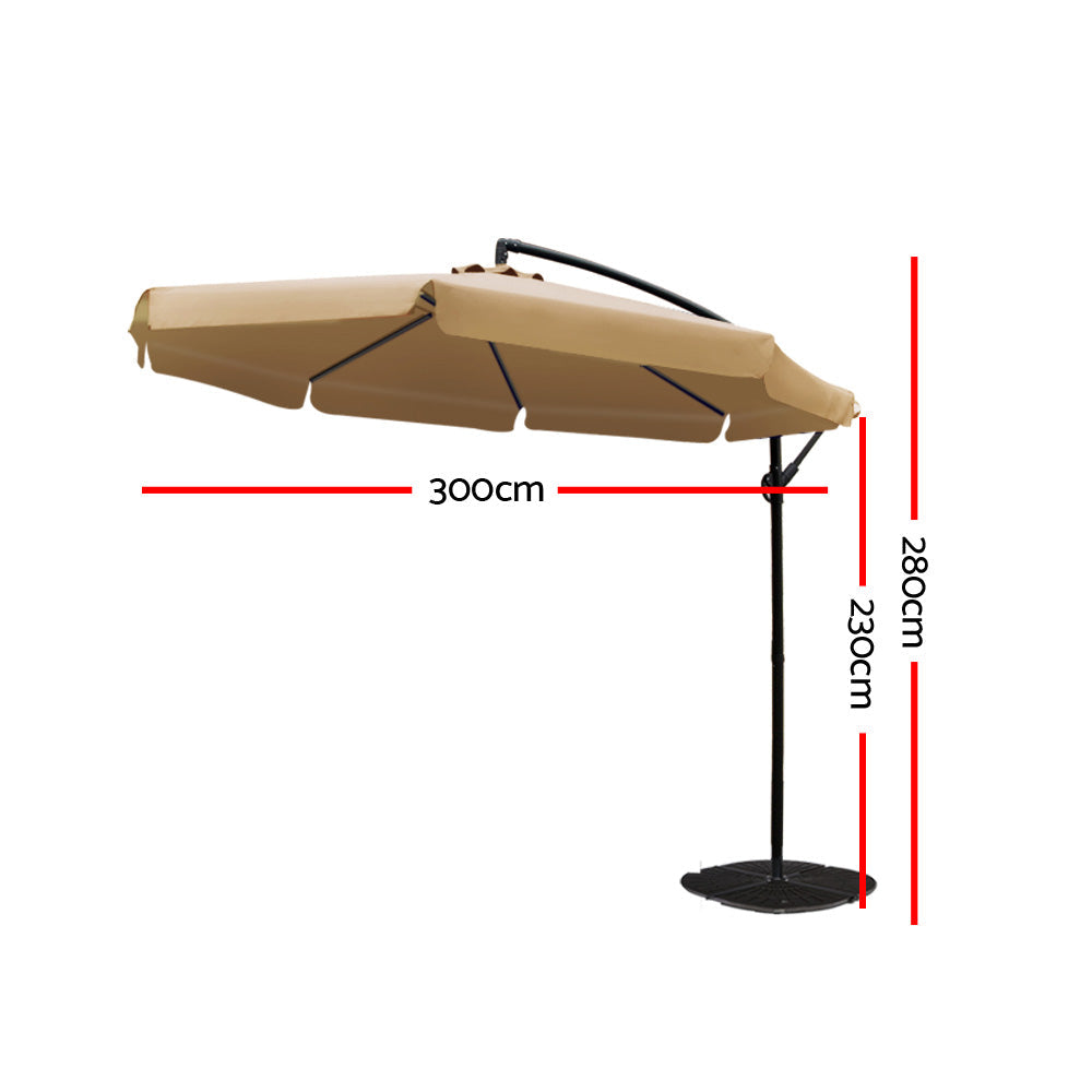 Cantilevered 3M Outdoor Garden Umbrella - Beige