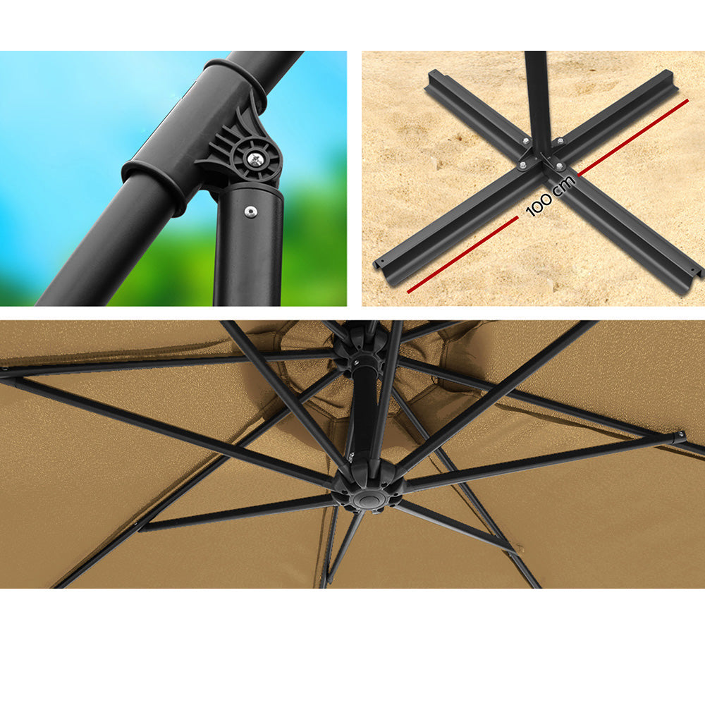 Cantilevered 3M Outdoor Garden Umbrella - Beige