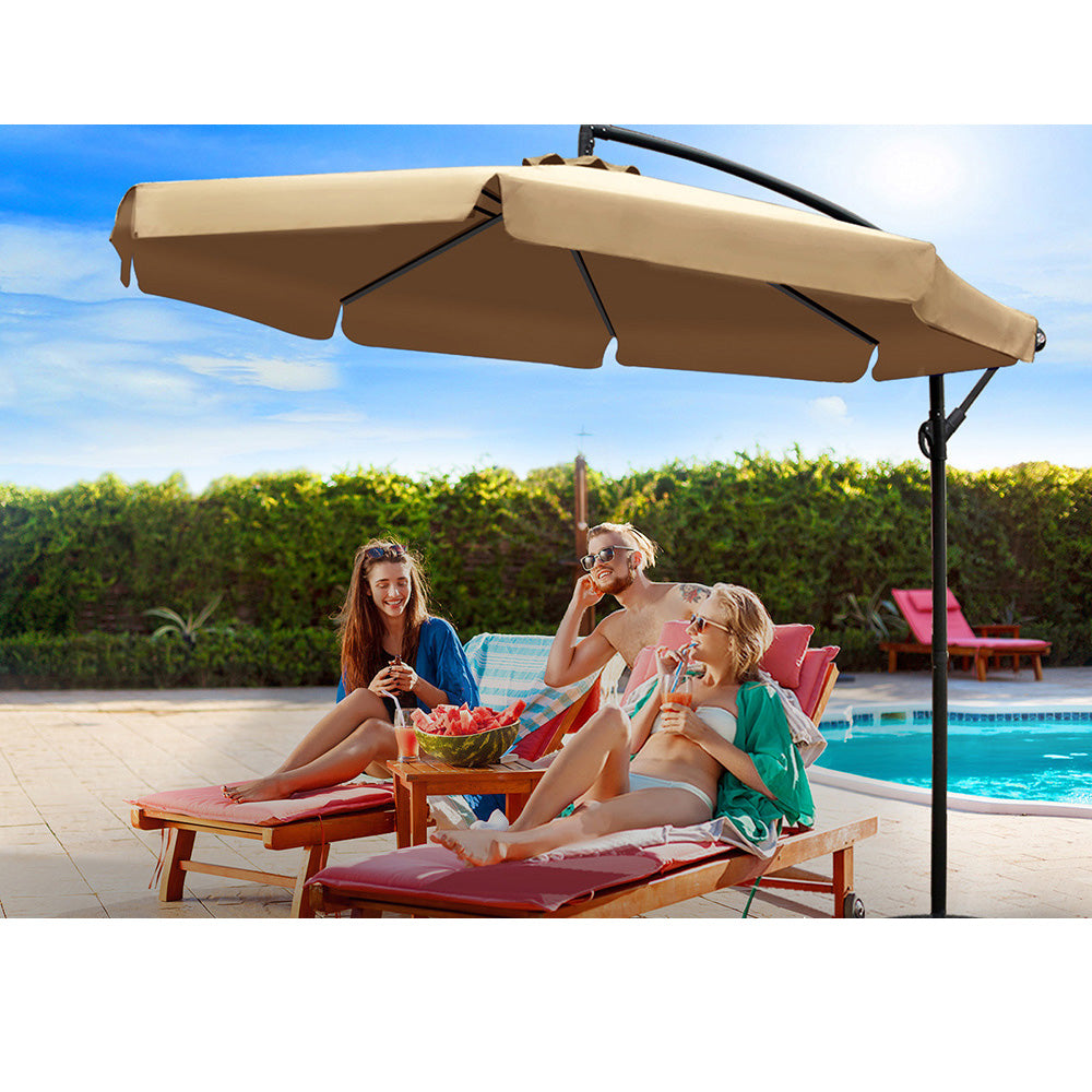 Cantilevered 3M Outdoor Garden Umbrella - Beige