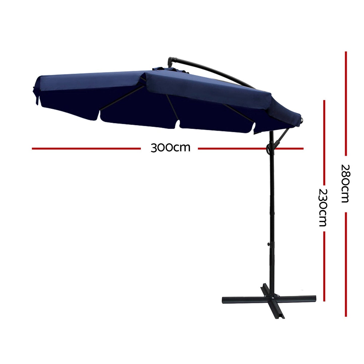 Cantilevered 3M Outdoor Garden Umbrella - Navy