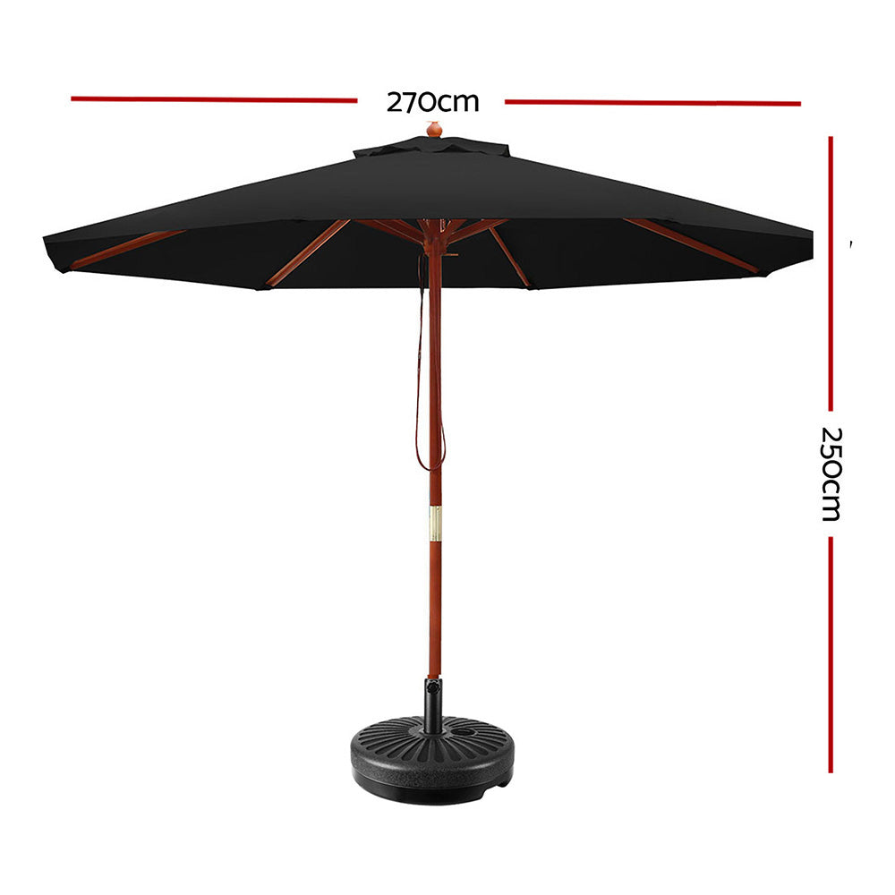 Garden Outdoor Umbrella with Base Pole Stand Black - 2.7mm