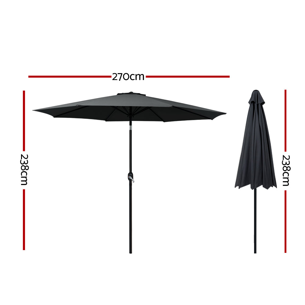 Outdoor Umbrella Garden Beach Tilt Sun Patio Deck UV Pole - 2.7m