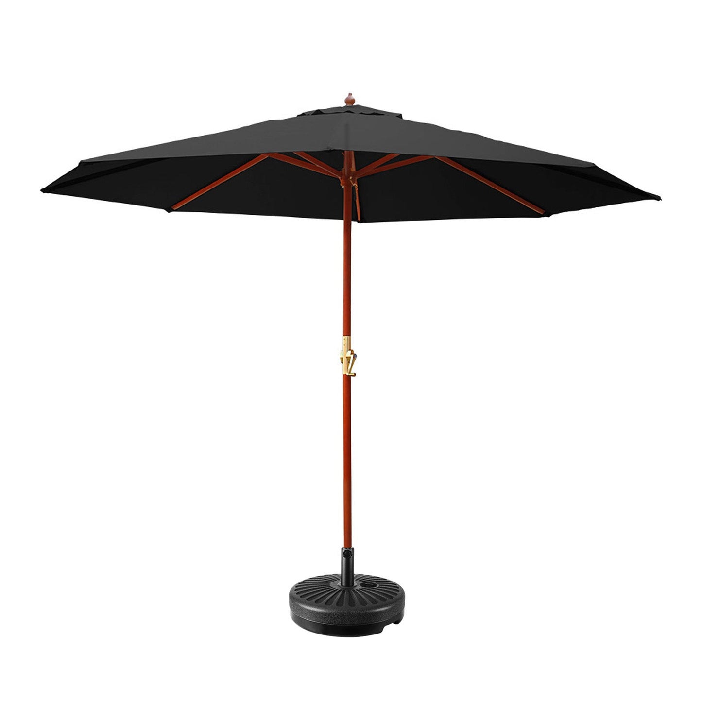 Garden Outdoor Umbrella with Base Pole Stand Black - 3m