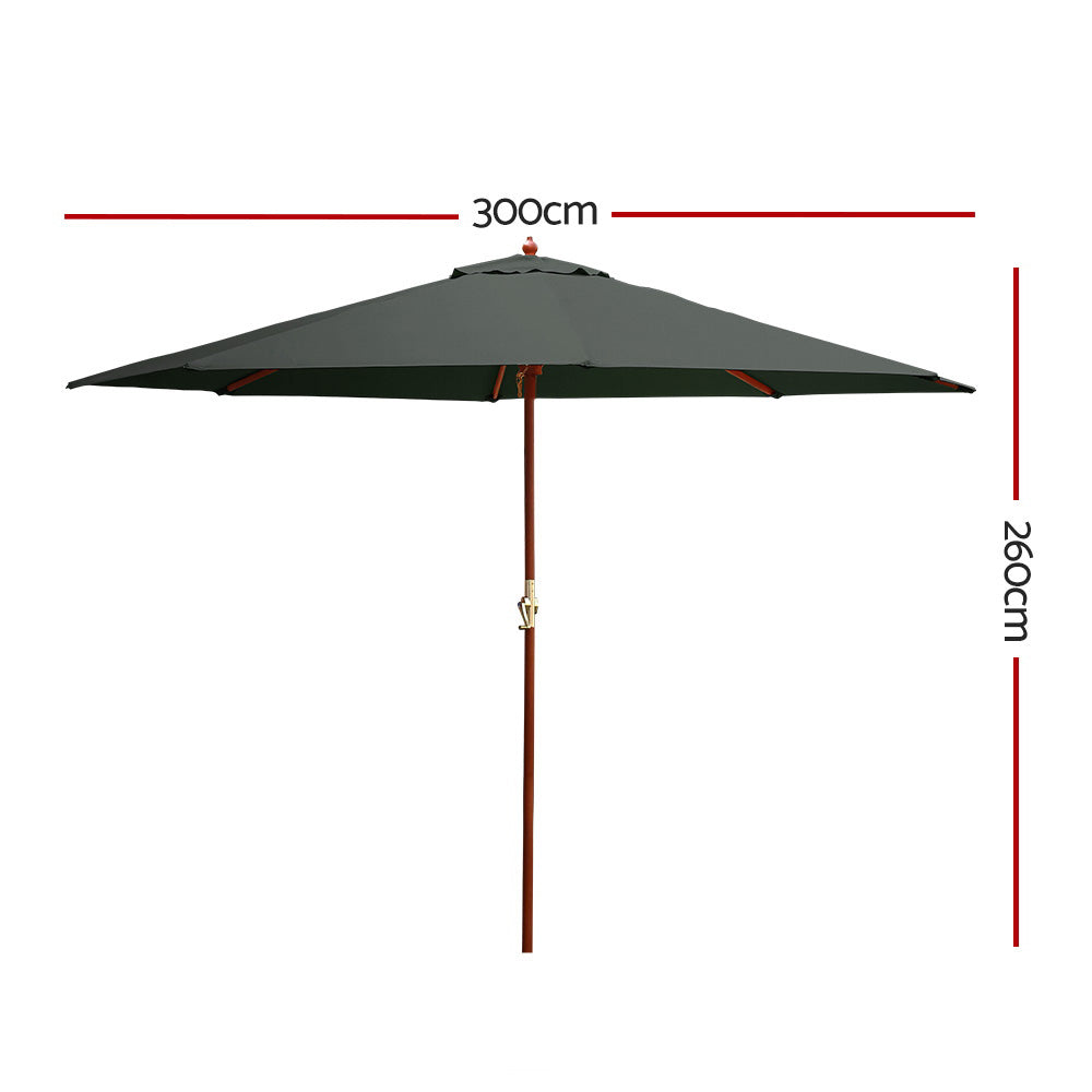 Beach Outdoor Umbrella Pole with Base Stand Charcoal - 3M