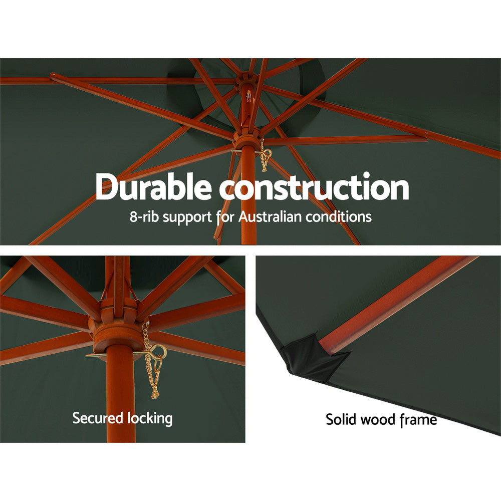 Beach Outdoor Umbrella Pole with Base Stand Charcoal - 3M