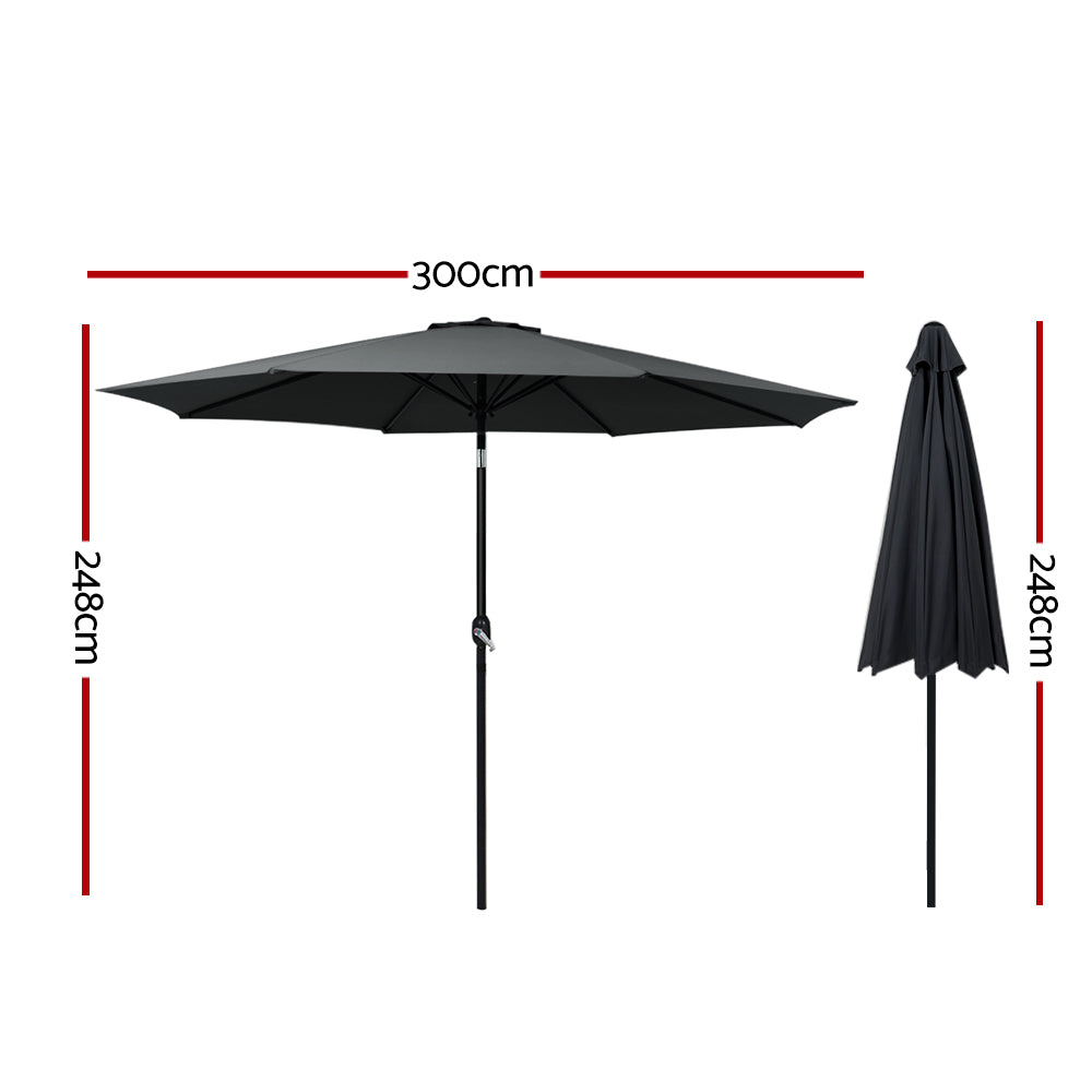 Outdoor Umbrella Garden Beach Tilt Sun Patio Deck UV Pole - 3m