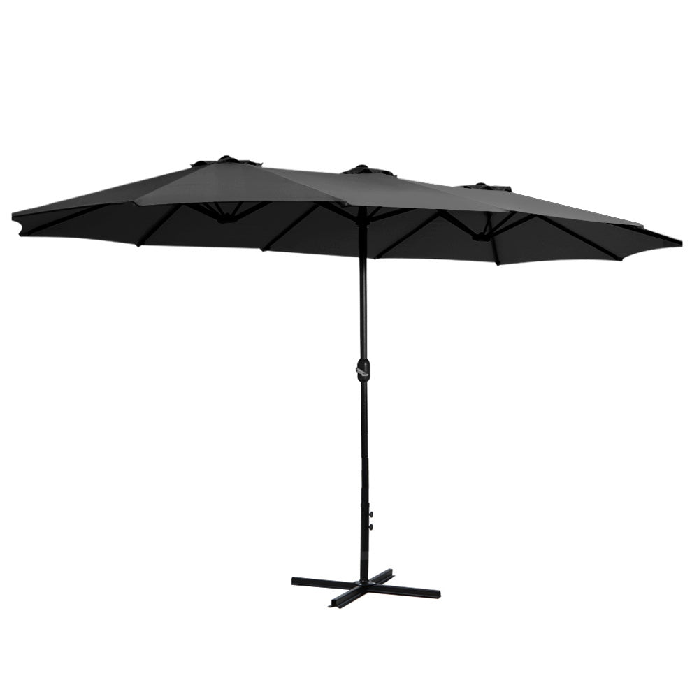 Outdoor Twin Beach Umbrella Base Sun Shade - 4.57m