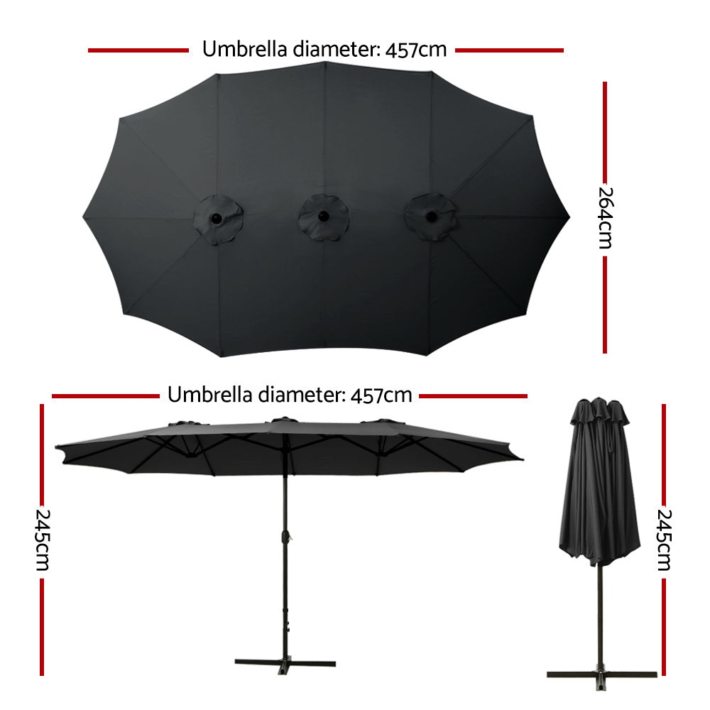 Outdoor Twin Beach Umbrella Base Sun Shade - 4.57m