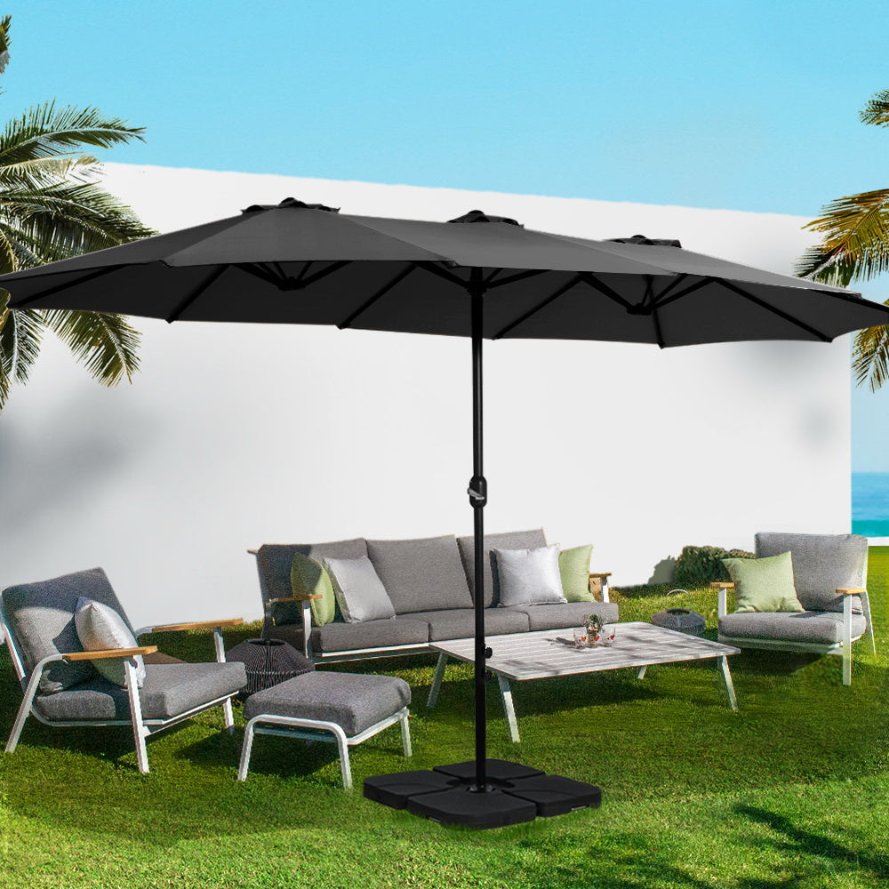 Outdoor Twin Beach Umbrella Base Sun Shade - 4.57m