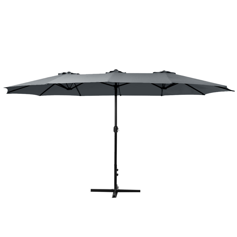 Outdoor Twin Umbrella Beach Stand Garden Sun Patio - 4.57m
