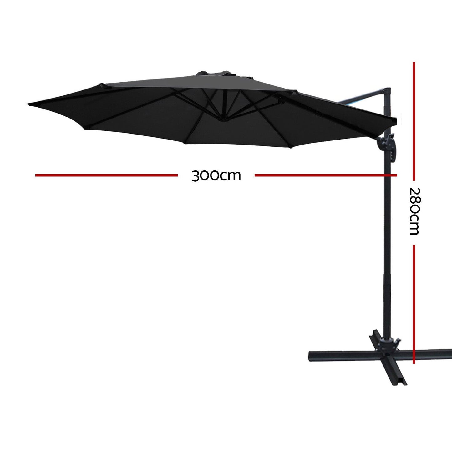 Outdoor Canopy Umbrella 3M - Black