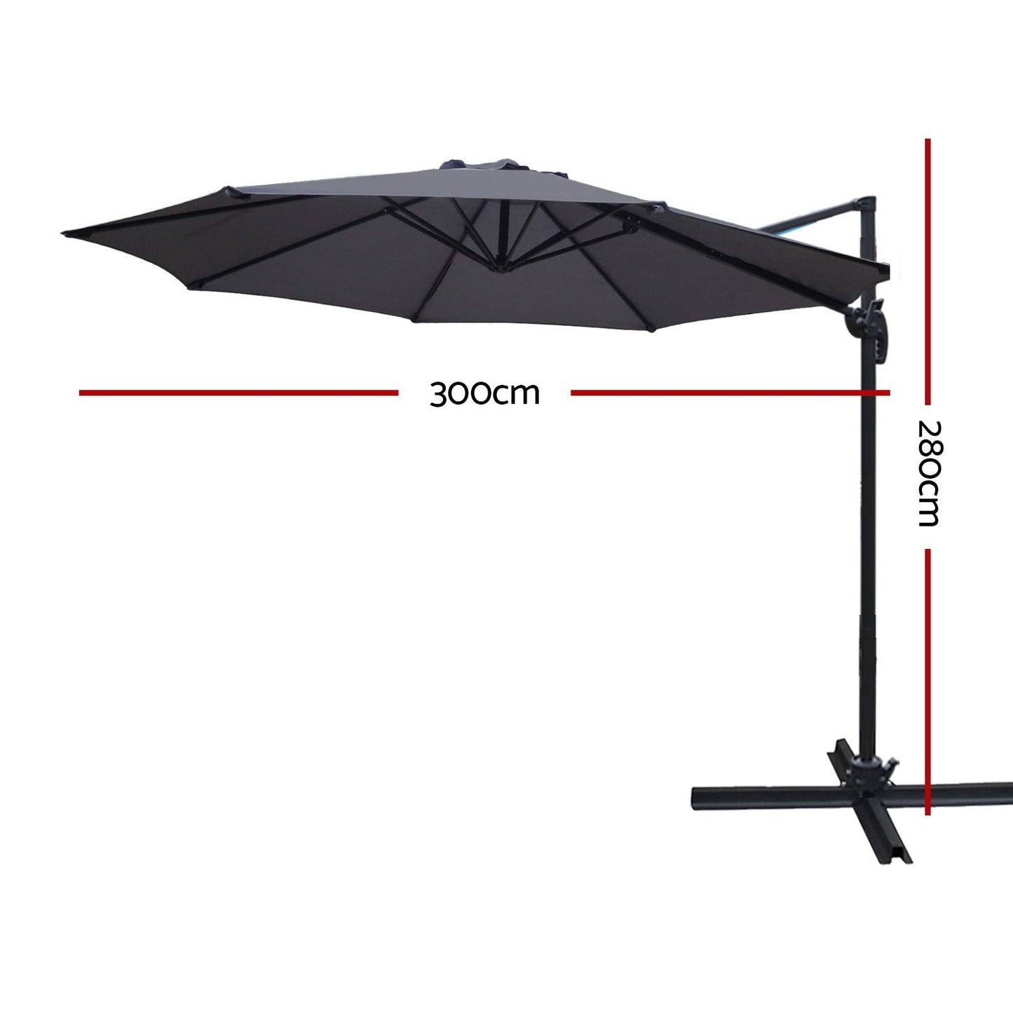 Outdoor Garden Roma 360 Umbrella - Charcoal