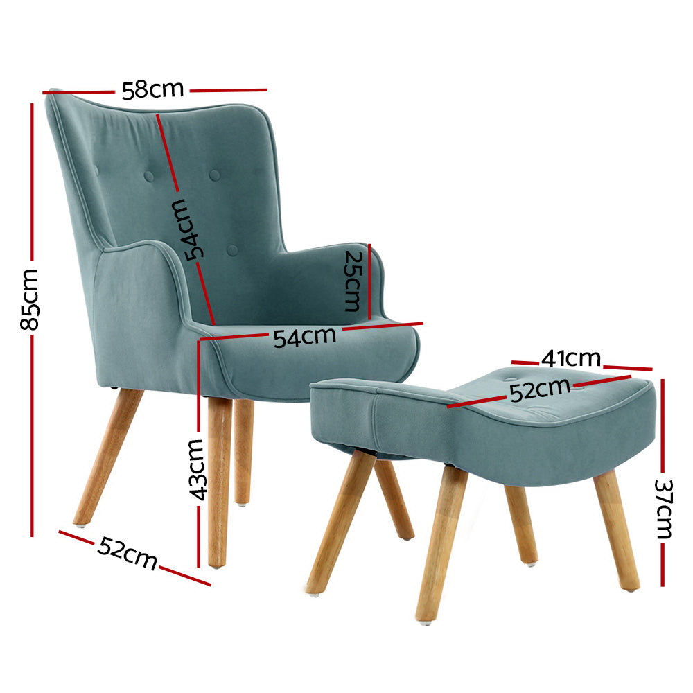 Ottoman Accent Sofa Lounge Chair - Blue