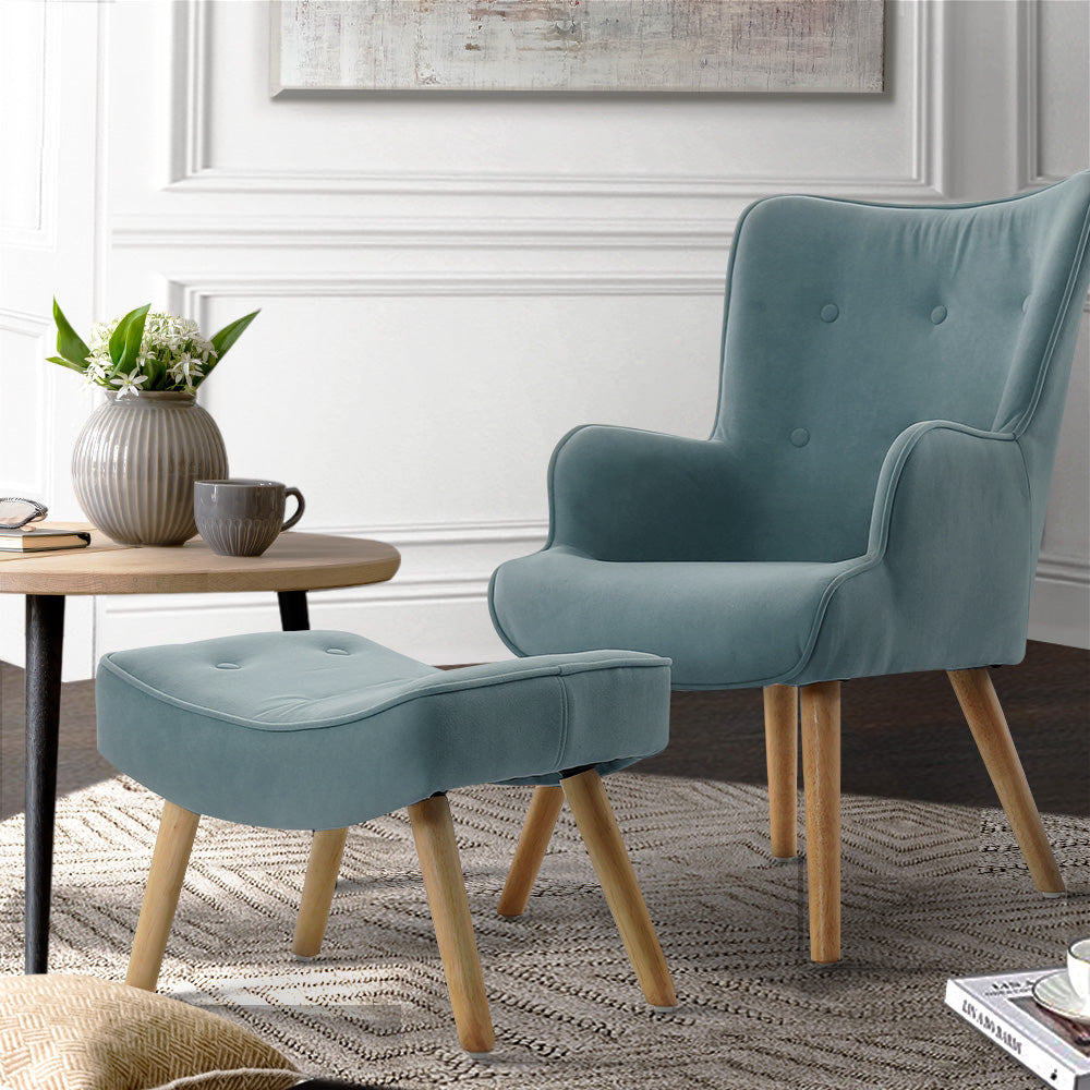 Ottoman Accent Sofa Lounge Chair - Blue