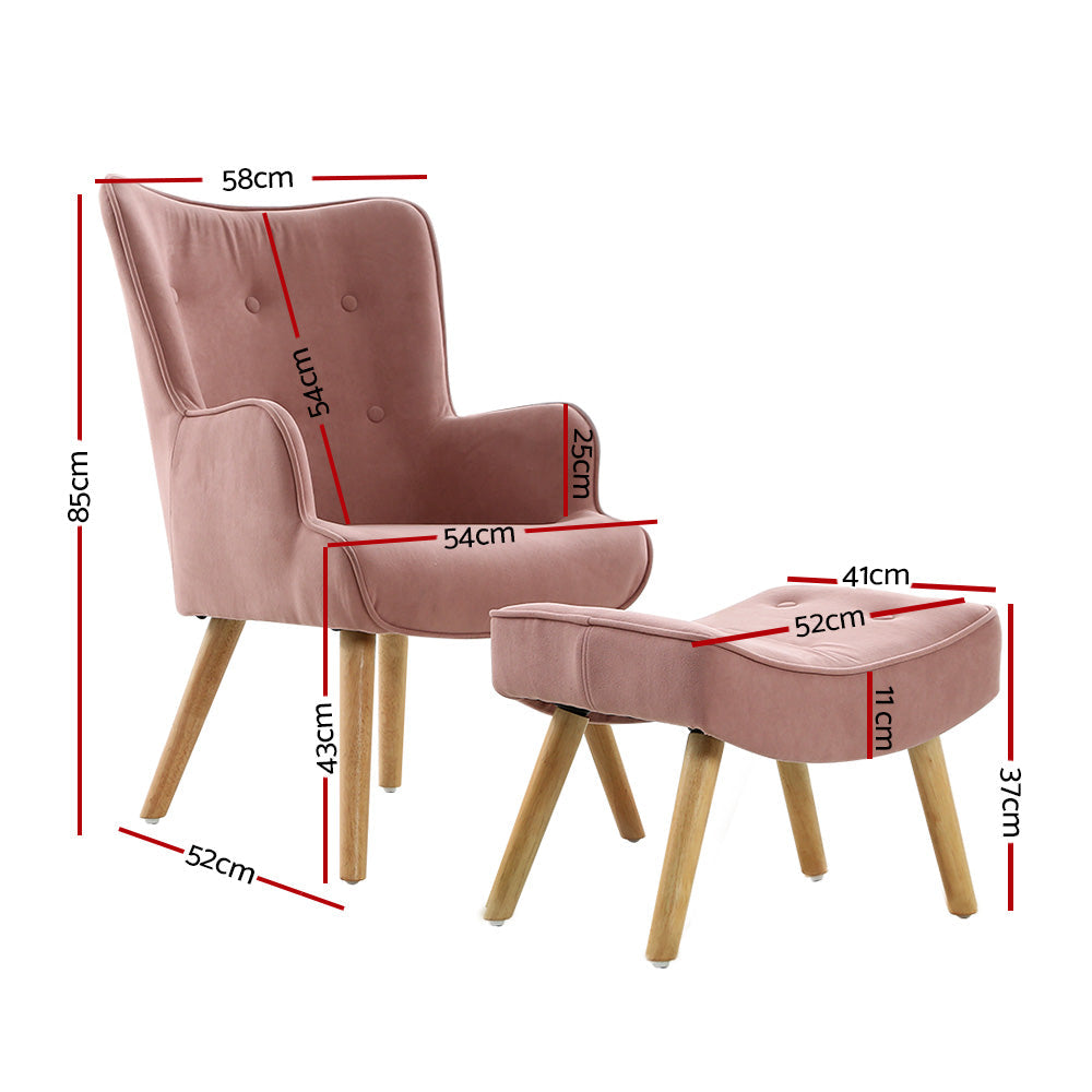 Ottoman Accent Sofa Lounge Chair - Pink