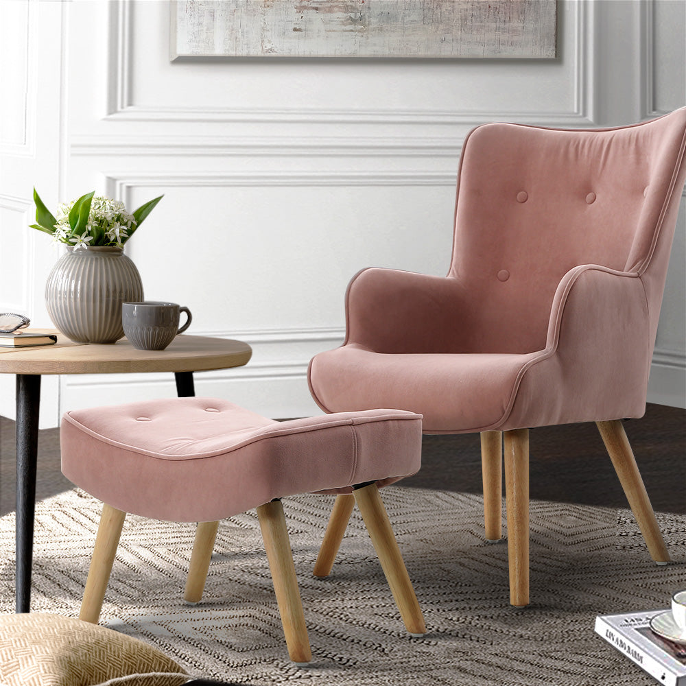 Ottoman Accent Sofa Lounge Chair - Pink