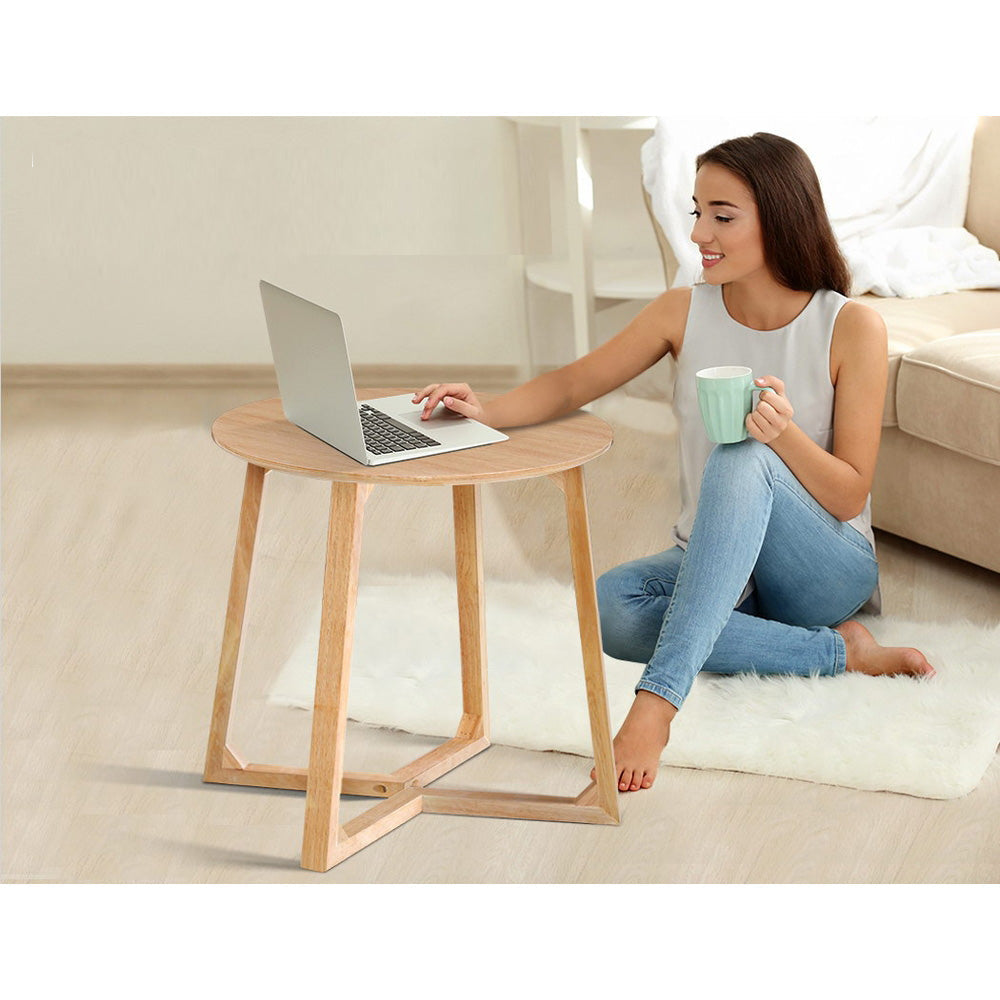 Round Wooden Coffee Table Furniture - Natural