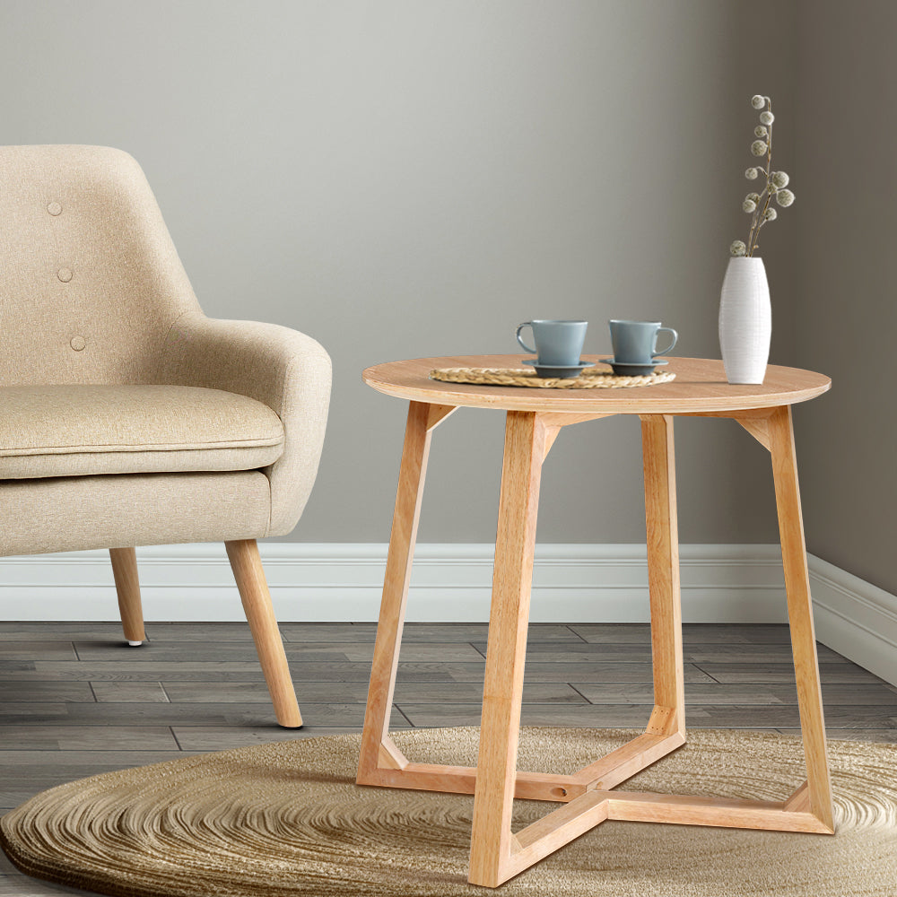 Round Wooden Coffee Table Furniture - Natural