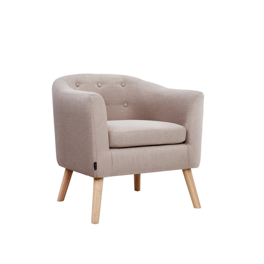 Armchair Tub Chair Single Accent Armchairs Sofa Lounge Fabric Beige