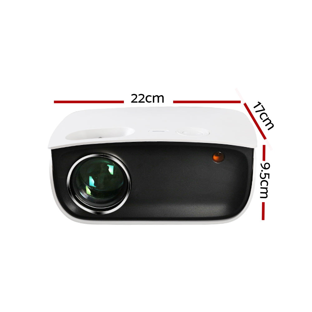 Portable 1080P HD 2000 Lumens Wifi Mini Projector - White