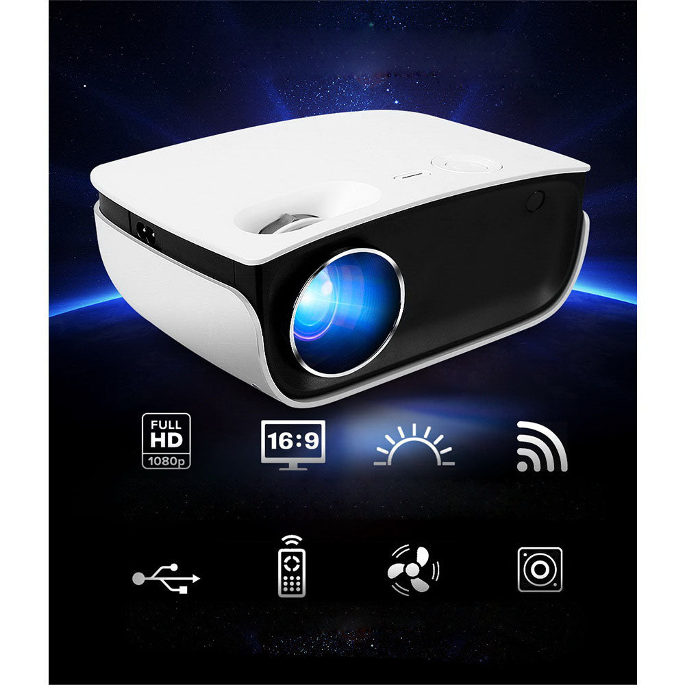 Portable 1080P HD 2000 Lumens Wifi Mini Projector - White