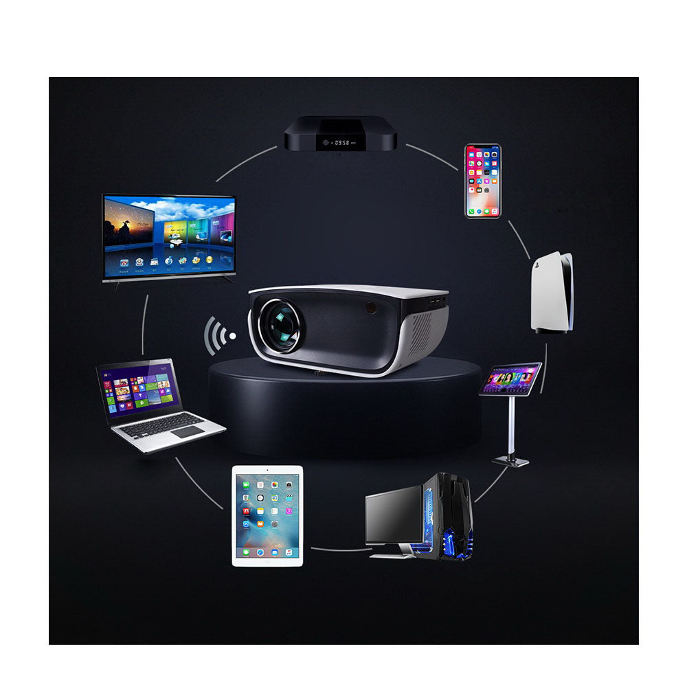 Portable 1080P HD 2000 Lumens Wifi Mini Projector - White