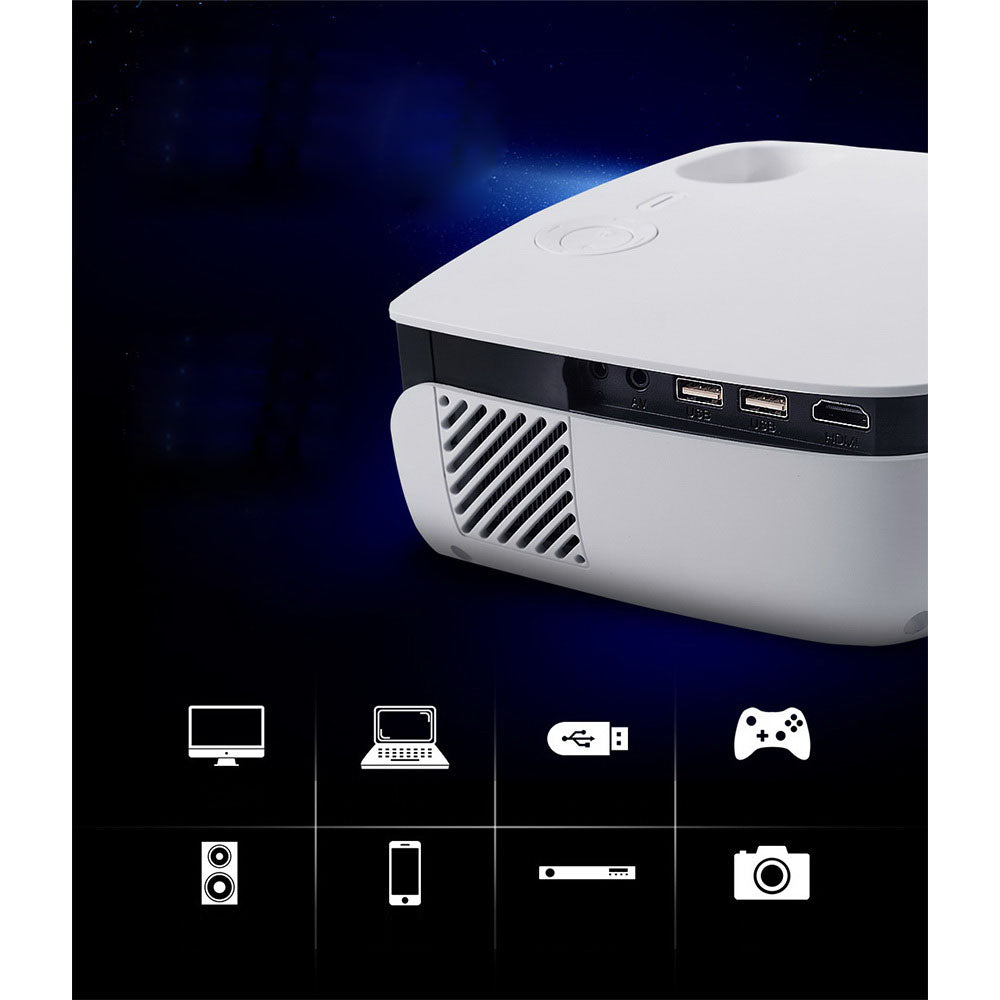 Portable 1080P HD 2000 Lumens Wifi Mini Projector - White
