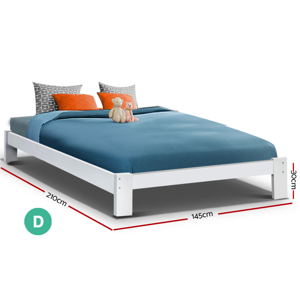 Bed Frame Double Size Wooden Bed Base Timber Foundation Mattress