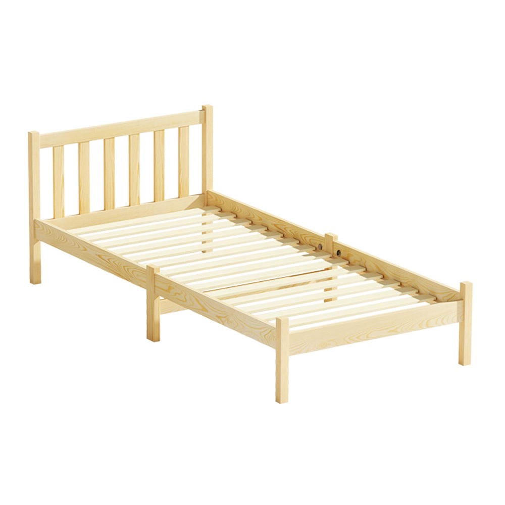 Bed Frame Wooden Single Size Pine Timber Mattress Base OAK