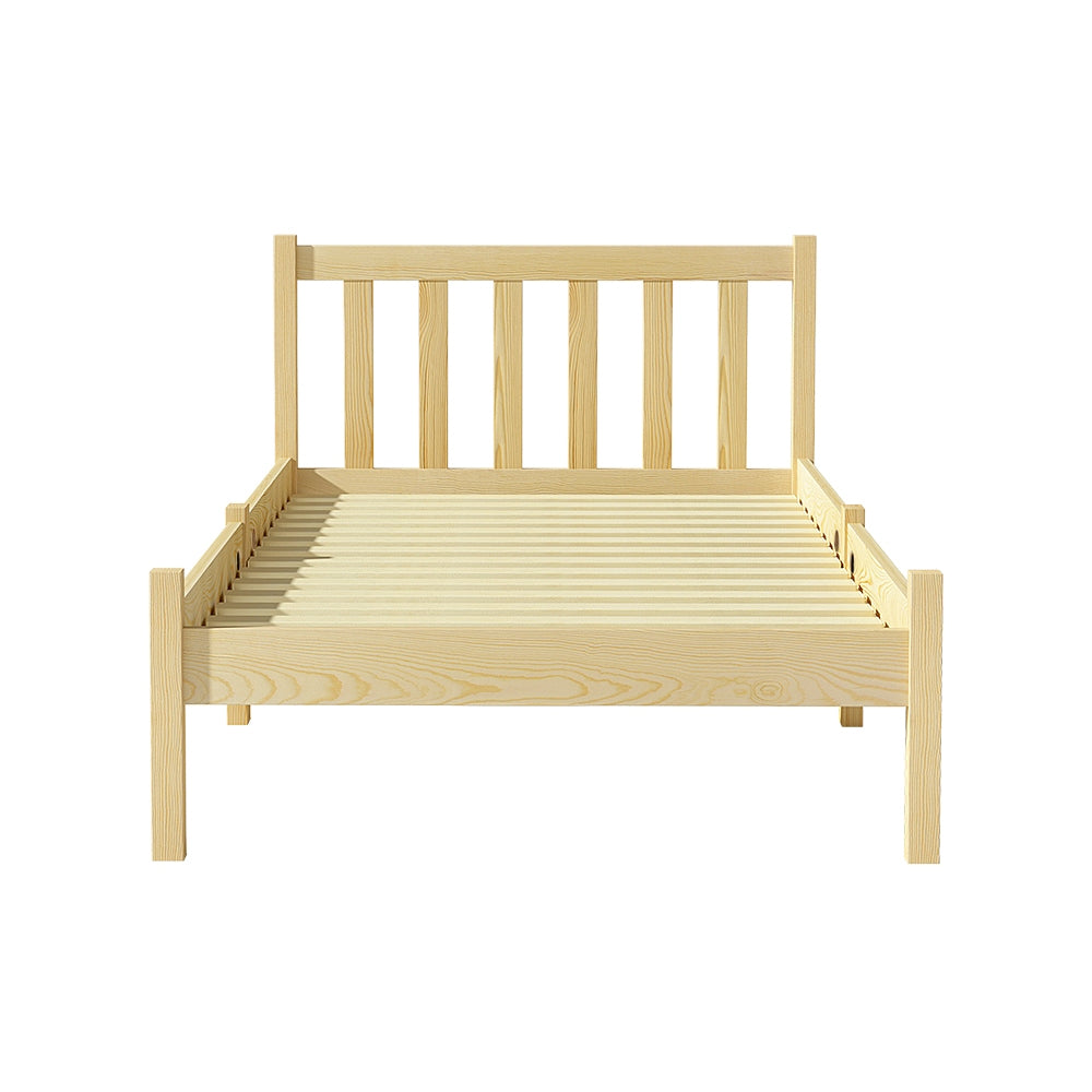 Bed Frame Wooden Single Size Pine Timber Mattress Base OAK