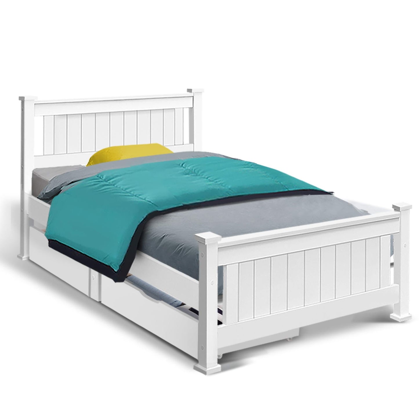 Wooden Bed Frame Timber Single Size Kids Adults Storage Drawers Base