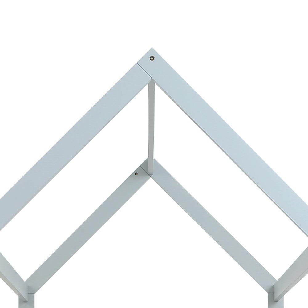 Wooden Bed Frame House Shape Pine Timber Base Single Size Platform Grey