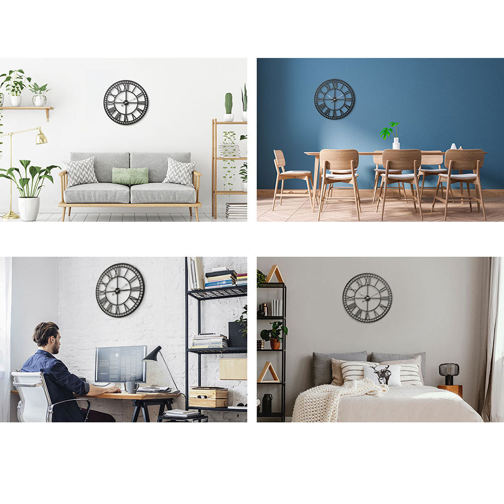 Vintage Metal Wall Clock Décor - 60cm