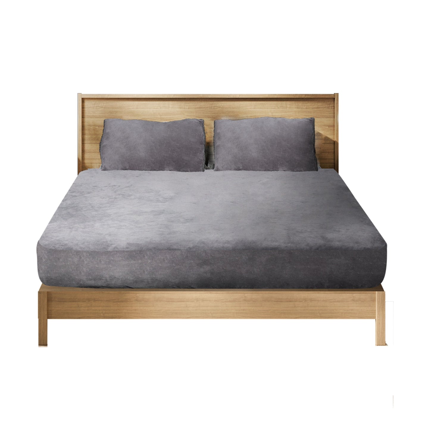 Silver Winter Fleece Bedding Set Bed Fitted Sheets with Pillowcase for All Sizes