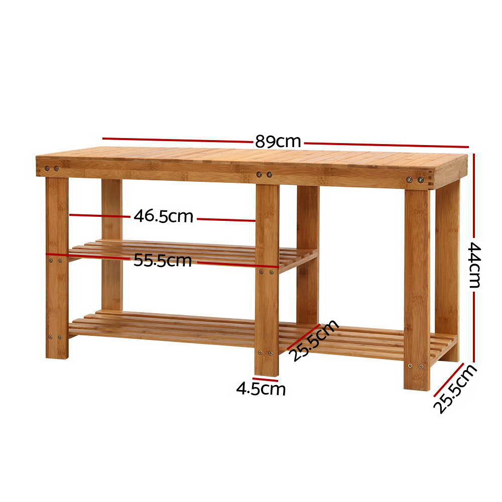 Bamboo 2 in 1 Bench Shoe Rack - Wood