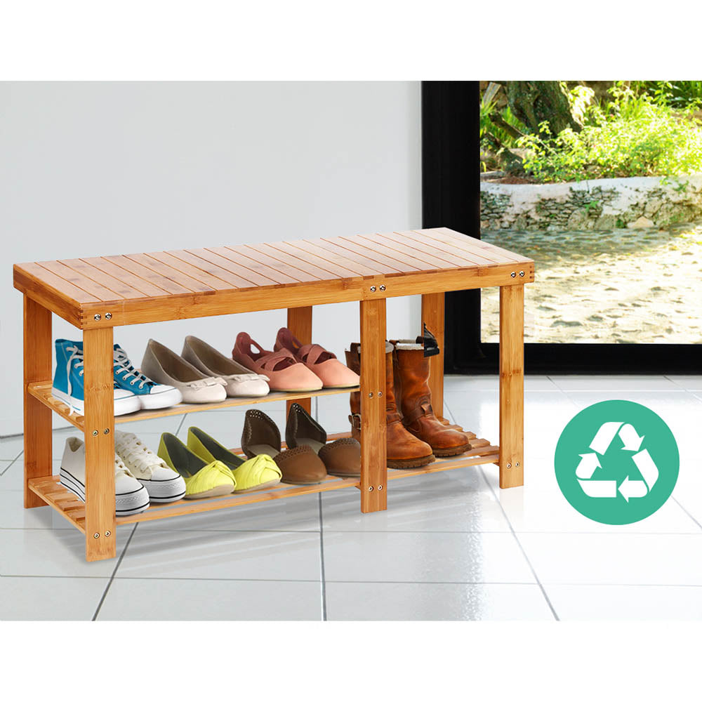 Bamboo 2 in 1 Bench Shoe Rack - Wood