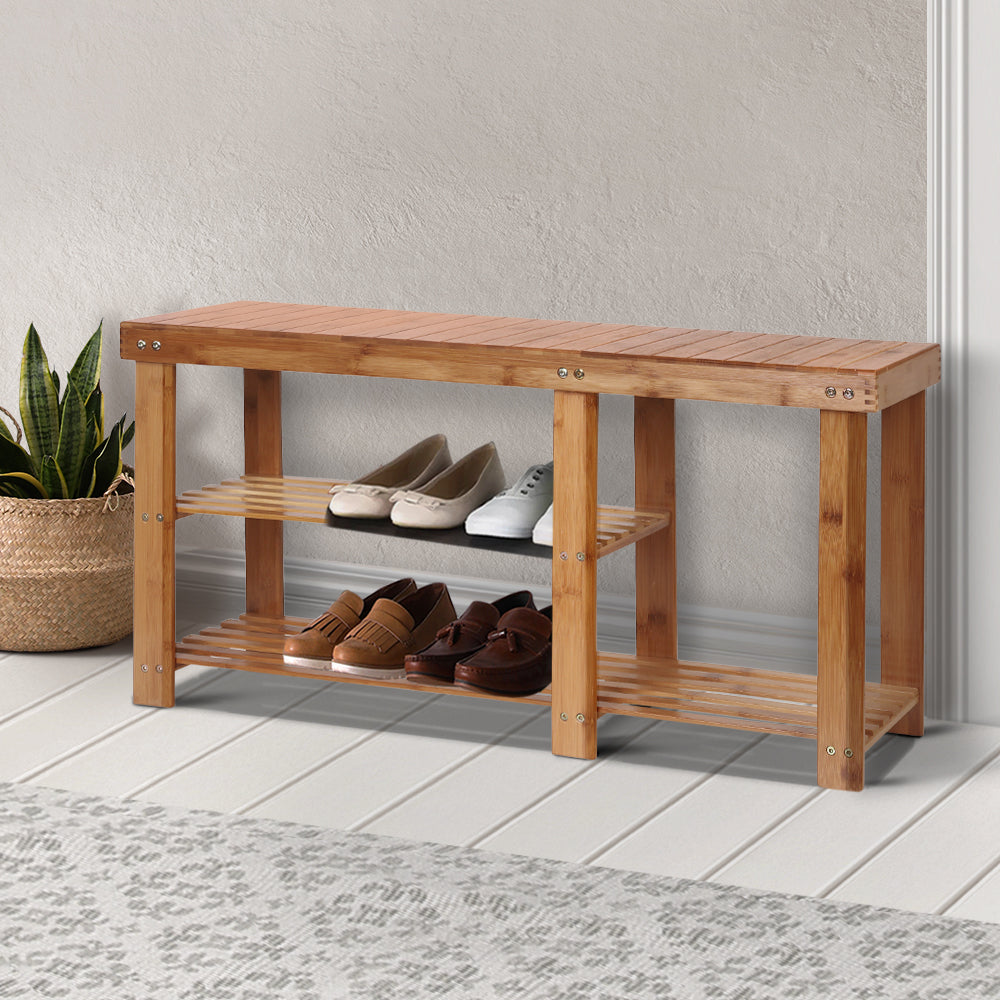 Bamboo 2 in 1 Bench Shoe Rack - Wood